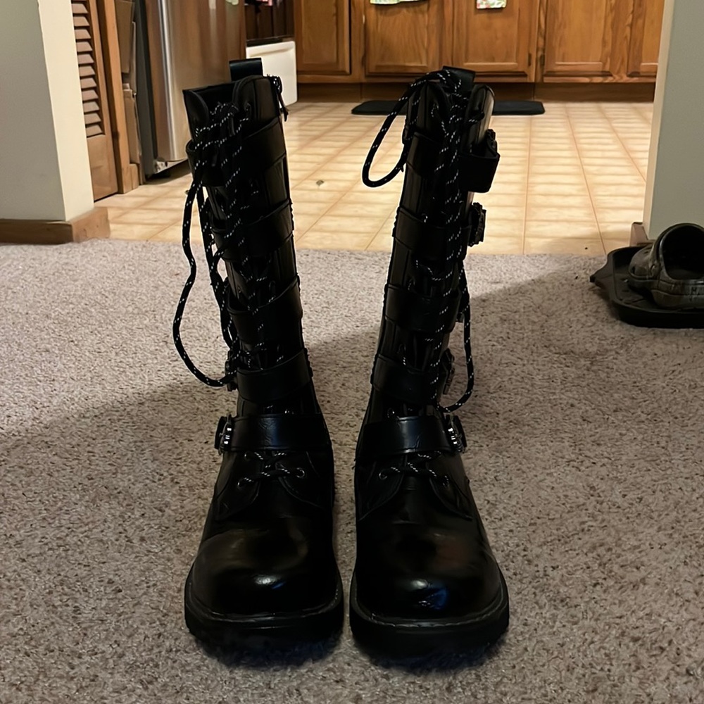 Black combat style boots